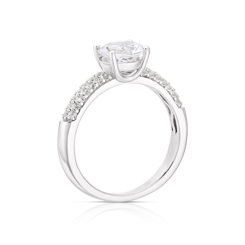 Main Image 3 of Sterling Silver Created White Sapphire Round Solitaire Ring