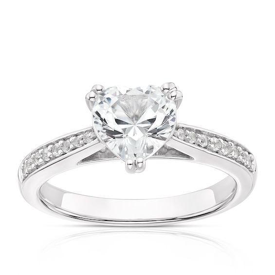 Sterling Silver Created White Sapphire Heart Shape Ring