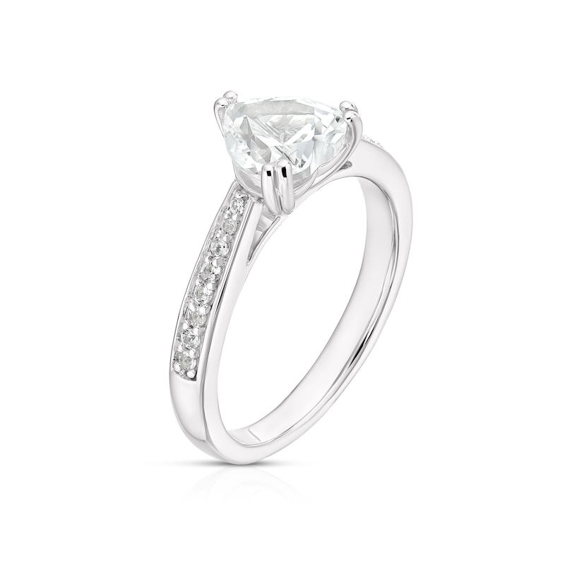 Main Image 2 of Sterling Silver Created White Sapphire Heart Shape Ring