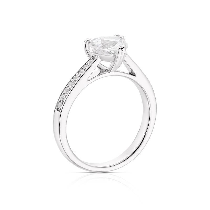 Main Image 3 of Sterling Silver Created White Sapphire Heart Shape Ring