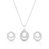 Thumbnail Image 1 of Sterling Silver Cubic Zirconia Double Circle Pendant & Earring Set