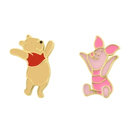Disney Sterling Silver Enamel Winnie The Pooh & Piglet Stud Earrings