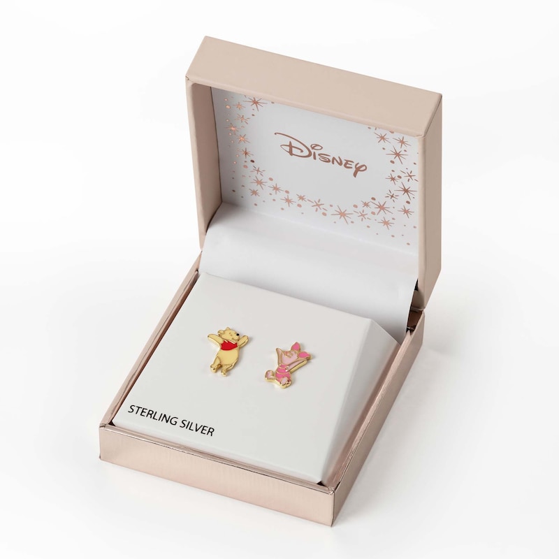 Main Image 4 of Disney Sterling Silver Enamel Winnie The Pooh & Piglet Stud Earrings