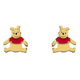 Disney Gold Plated Sterling Silver Winnie The Pooh Stud Earrings