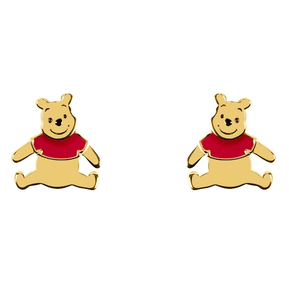 Disney Gold Plated Sterling Silver Winnie The Pooh Stud Earr