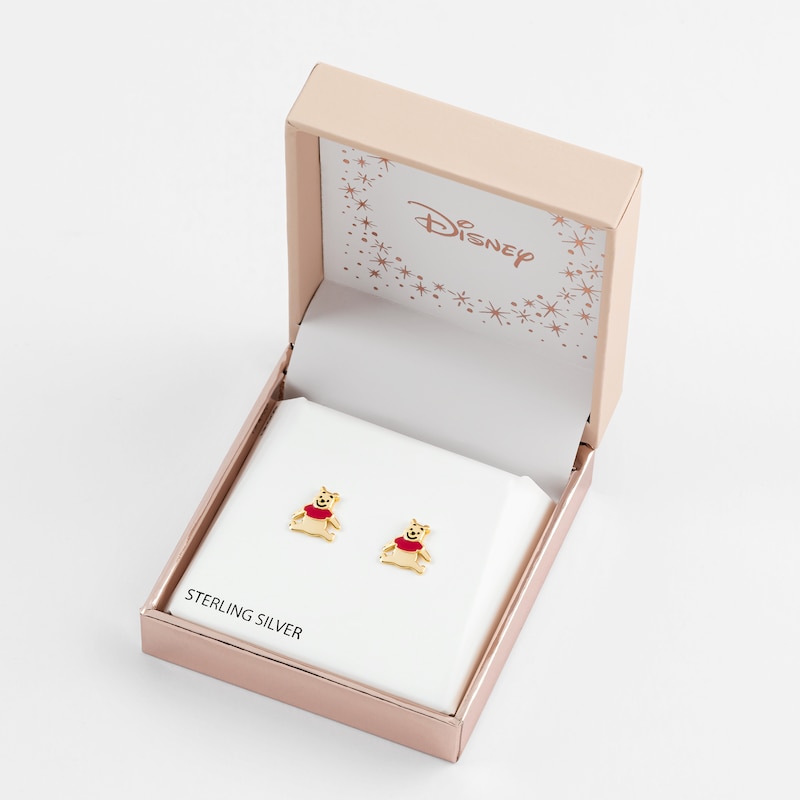 Main Image 2 of Disney Gold Plated Sterling Silver Winnie The Pooh Stud Earrings