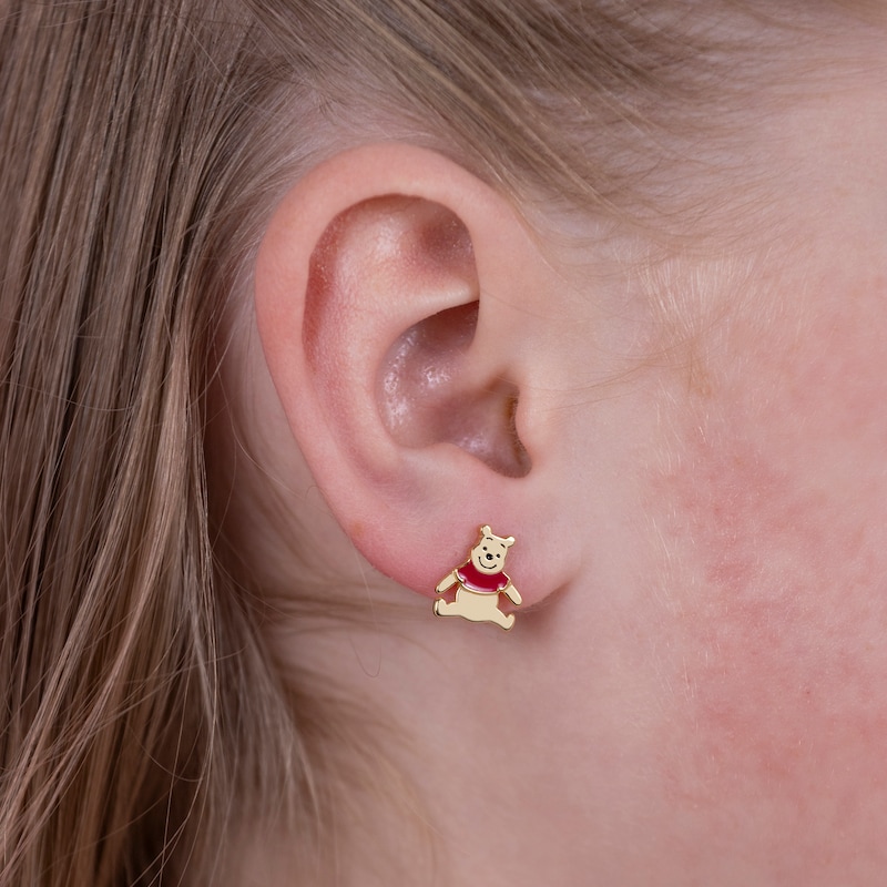 Main Image 3 of Disney Gold Plated Sterling Silver Winnie The Pooh Stud Earrings