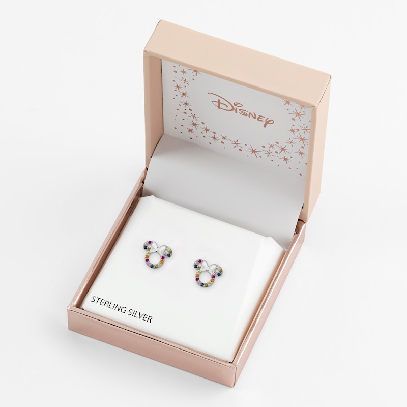 Main Image 2 of Disney Sterling Silver Multicoloured Cubic Zirconia Minnie Mouse Stud Earrings