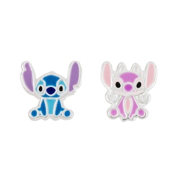 Disney Lilo & Stitch Sterling Silver Blue & Pink Enamel Stud Earrings