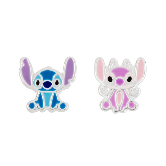 Disney Lilo and Stitch Sterling Silver Blue and Pink Enamel 