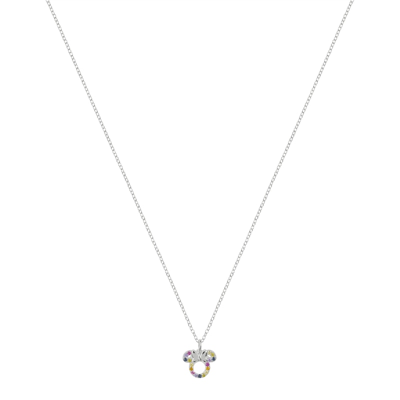 Disney Sterling Silver Multicoloured Cubic Zirconia Minnie Mouse Pendant