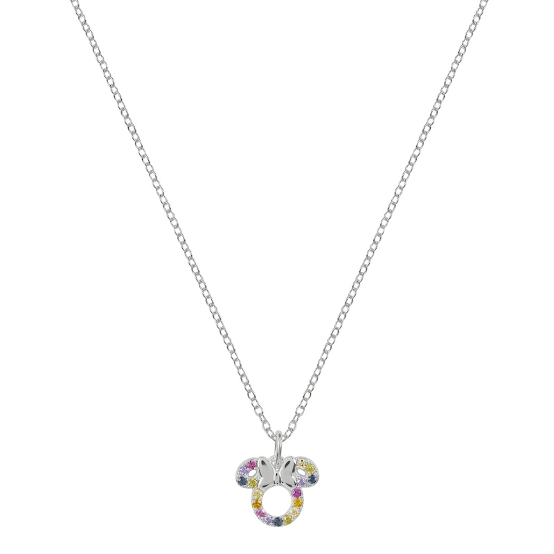 Disney Sterling Silver Multicoloured Cubic Zirconia Minnie Mouse Pendant