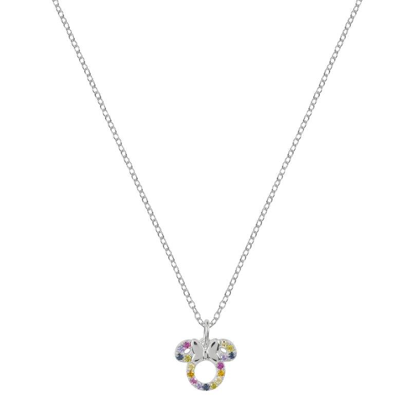 Main Image 2 of Disney Sterling Silver Multicoloured Cubic Zirconia Minnie Mouse Pendant