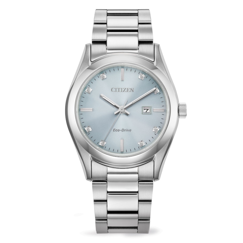 Main Image 1 of Citizen Diamond Ladies' Eco-Drive Blue Dial Stainless Steel Bracelet Watch
