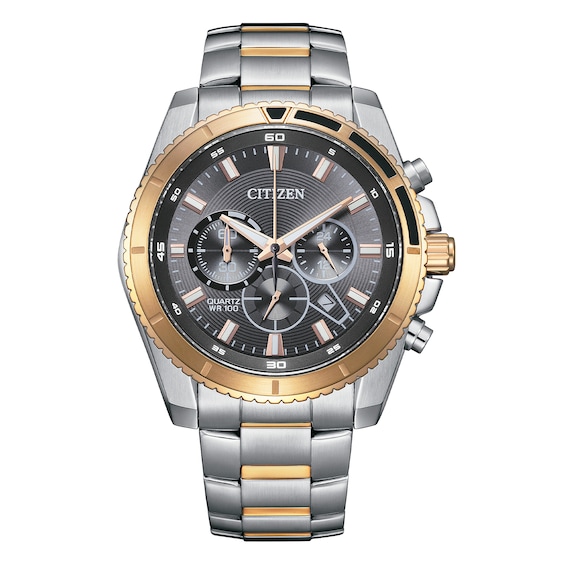 Citizen Mens Chronograph Grey Dial Two Tone Stainless Steel 