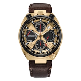 Citizen Promaster Men's Limited Edition Bullhead Racing Chronograph Eco-Drive Brown Leather Strap Watch