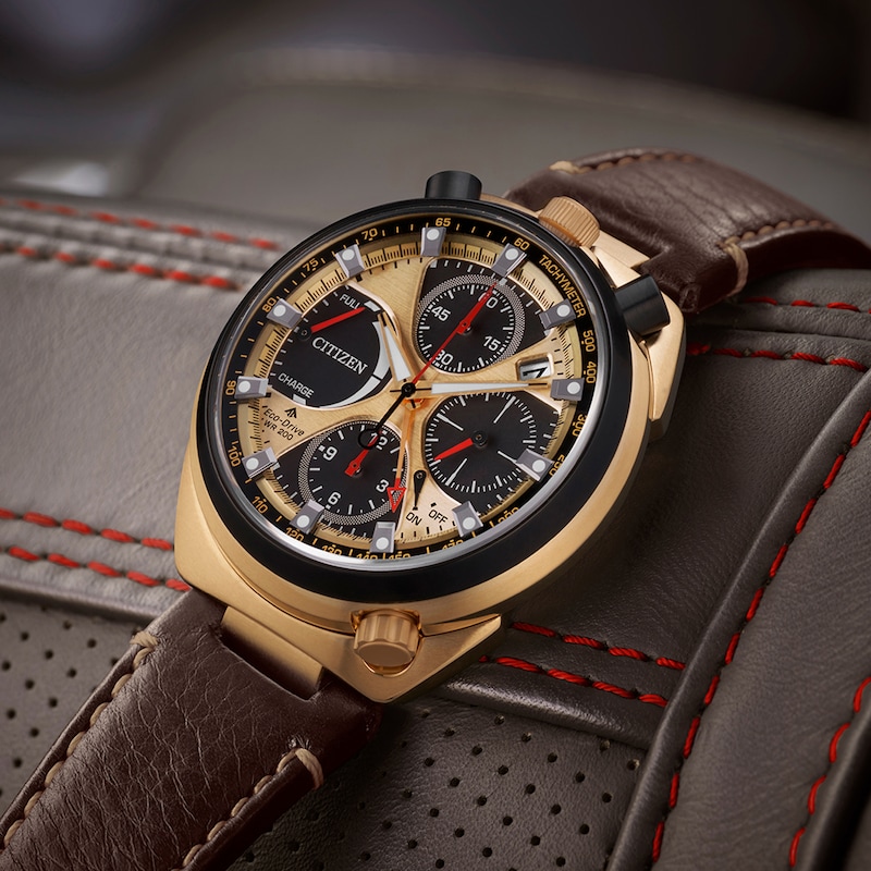 Main Image 4 of Citizen Promaster Men's Limited Edition Bullhead Racing Chronograph Eco-Drive Brown Leather Strap Watch