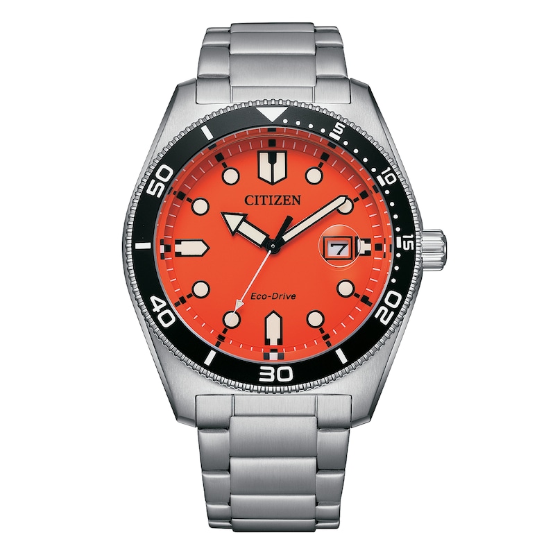Main Image 1 of Citizen Men's Eco Drive Orange Dial Stainless Steel Bracelet Watch