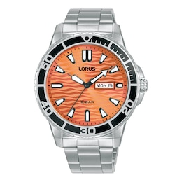 Lorus Men's 42mm Sports Orange Sunray Stainless Steel Bracelet Watch