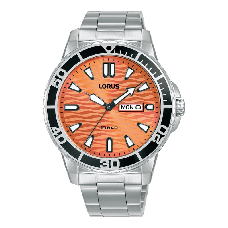 Main Image 1 of Lorus Men's 42mm Sports Orange Sunray Stainless Steel Bracelet Watch