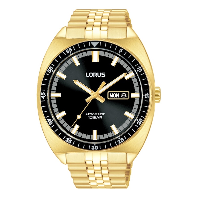 Main Image 1 of Lorus 43mm Men's Black Dial Gold Tone Stainless Steel Bracelet Watch