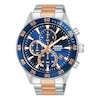 Thumbnail Image 1 of Lorus Men's 45mm Blue Dial Chronograph Two Tone Bracelet Watch
