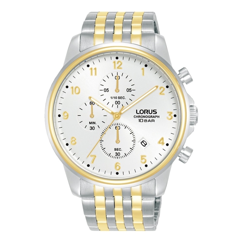 Main Image 1 of Lorus Men's 43mm White Dial Chronograph Two Tone Stainless Steel Bracelet Watch