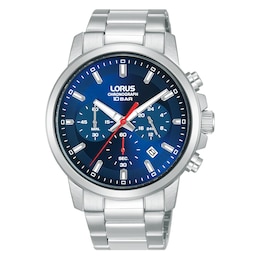 Lorus Men's Blue Chronograph Dial Stainless Steel Bracelet Watch