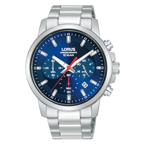 Lorus Mens Blue Chronograph Dial Stainless Steel Bracelet Wa