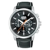 Thumbnail Image 1 of Lorus Men's Black Chronograph Dial Black Leather Strap Watch