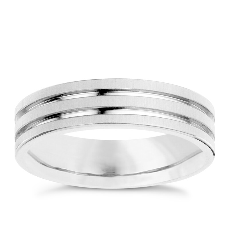 Titanium Matt & Polished Groove Ring H.Samuel