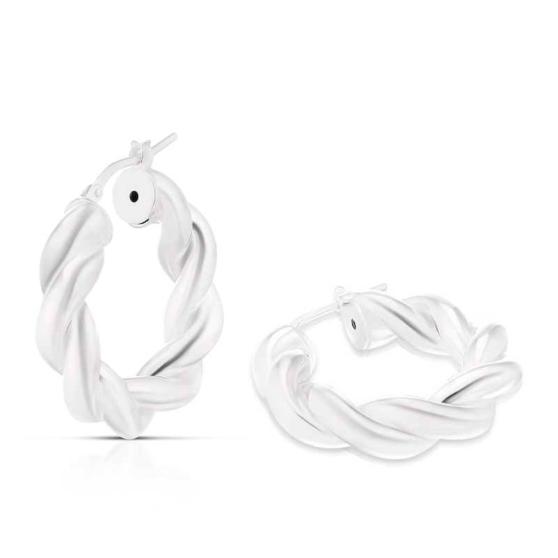 Main Image 1 of Sterling Silver Swirl Circle 15mm Hoop Earrings