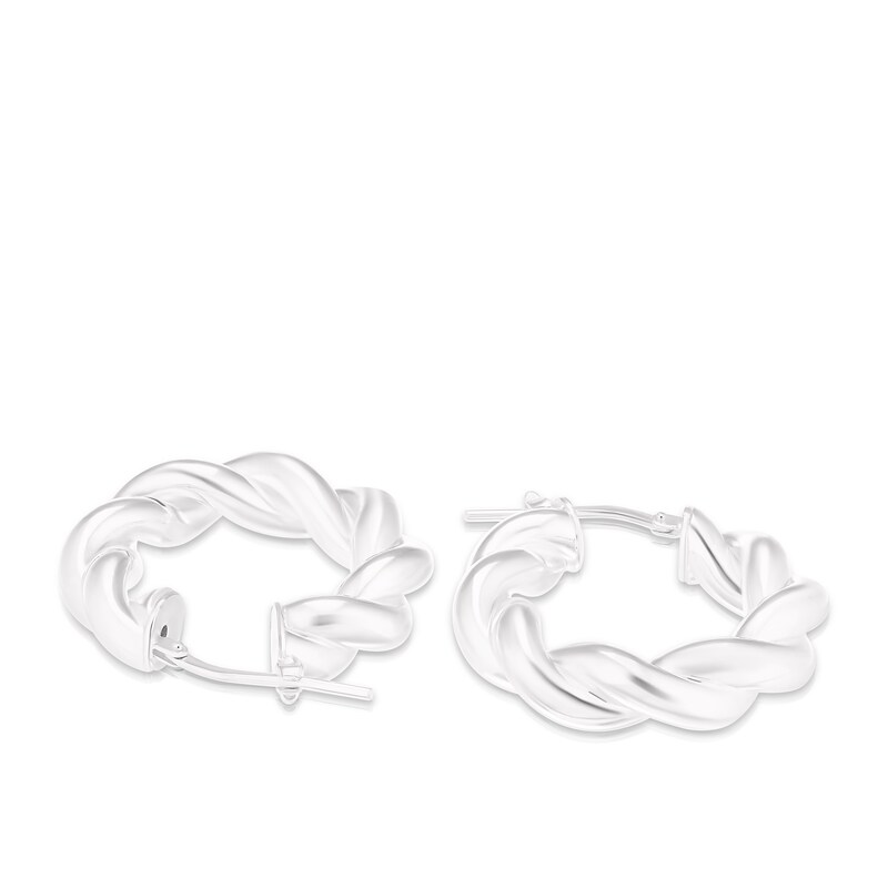 Main Image 2 of Sterling Silver Swirl Circle 15mm Hoop Earrings