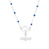 Thumbnail Image 1 of Sterling Silver Blue Bead Mini T-Bar Pendant Choker Necklace