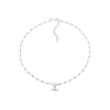 Thumbnail Image 2 of Sterling Silver Blue Bead Mini T-Bar Pendant Choker Necklace