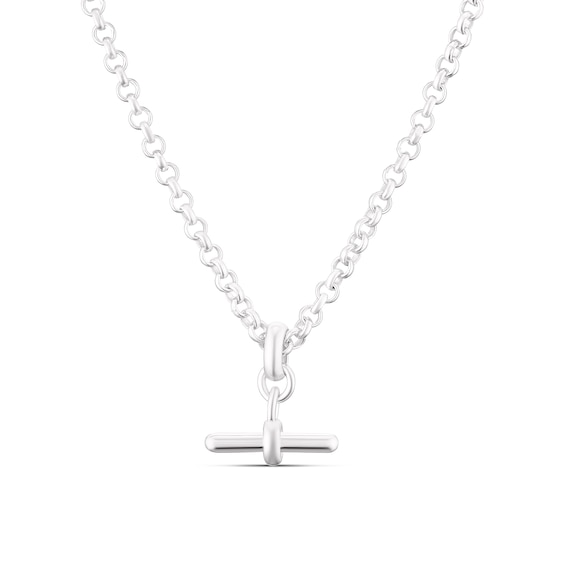 Sterling Silver T-Bar Pendant Belcher Chain Necklace