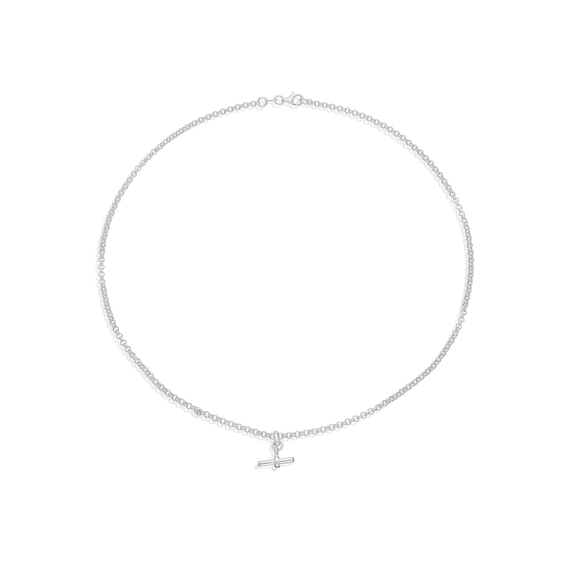 Main Image 2 of Sterling Silver  T-Bar Pendant Belcher Chain Necklace