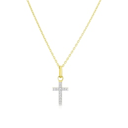 Children's 9ct Yellow Gold Cubic Zirconia Cross Pendant Necklace