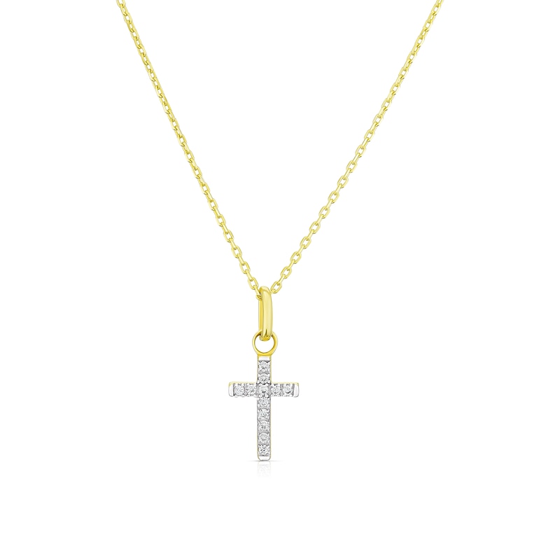 Main Image 1 of Children's 9ct Yellow Gold Cubic Zirconia Cross Pendant Necklace
