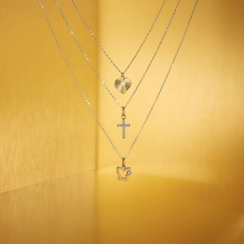 Main Image 4 of Children's 9ct Yellow Gold Cubic Zirconia Cross Pendant Necklace