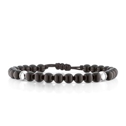 Sterling Silver Onyx Adjustable Beaded Bracelet