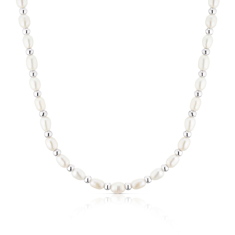 Main Image 1 of Sterling Silver Cultured Freshwater Pearl Beaded Necklace