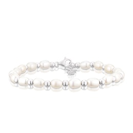Sterling Silver Beaded Cultured Freshwater Pearl Bracelet