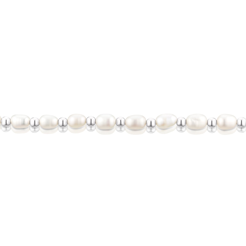 Sterling Silver Beaded Cultured Freshwater Pearl Bracelet