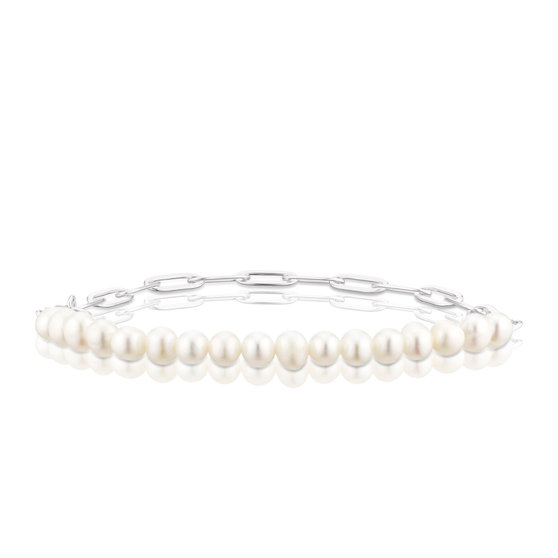 Sterling Silver Cultured Freshwater Pearl Paperclip Chain Bracelet