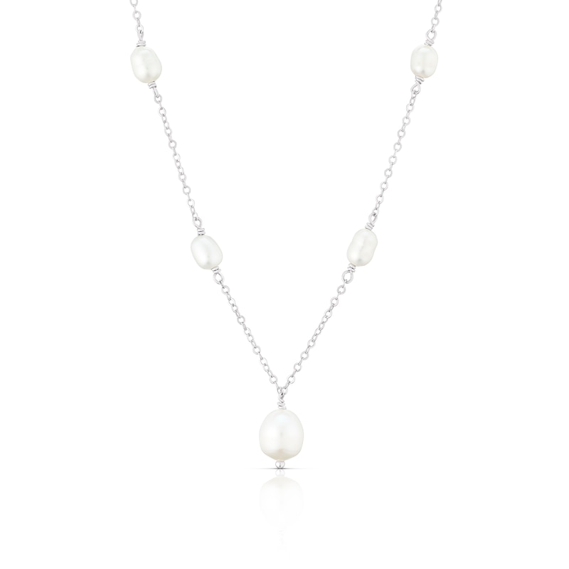 Main Image 1 of Sterling Silver Cultured Freshwater Pearl Station Necklace