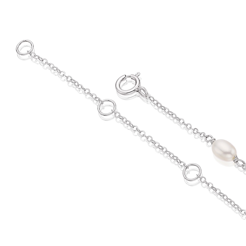 Sterling Silver Cultured Freshwater Pearl Station Necklace