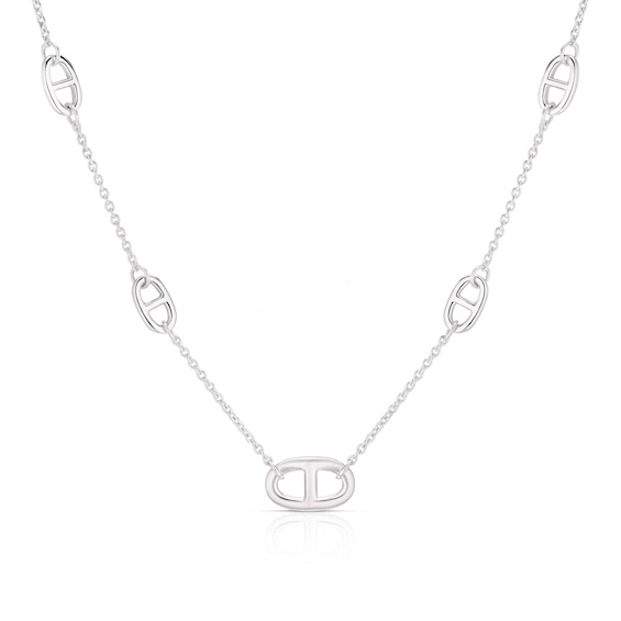 Sterling Silver Anchor Trace Pendant Necklace