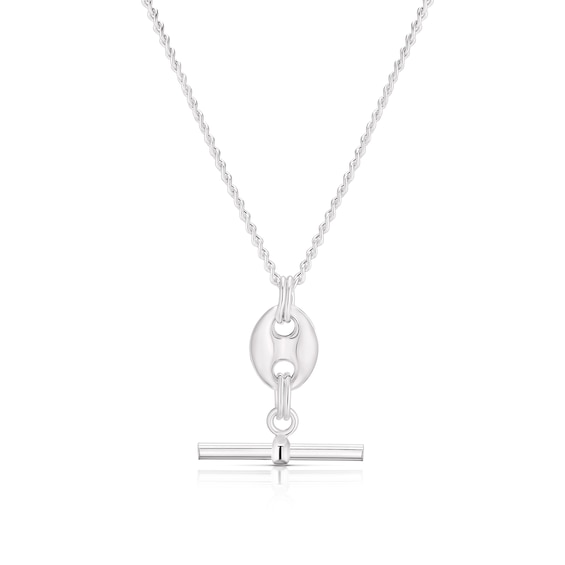Sterling Silver Anchor T-Bar Pendant Necklace