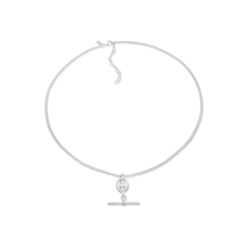 Main Image 2 of Sterling Silver Anchor T-Bar Pendant Necklace